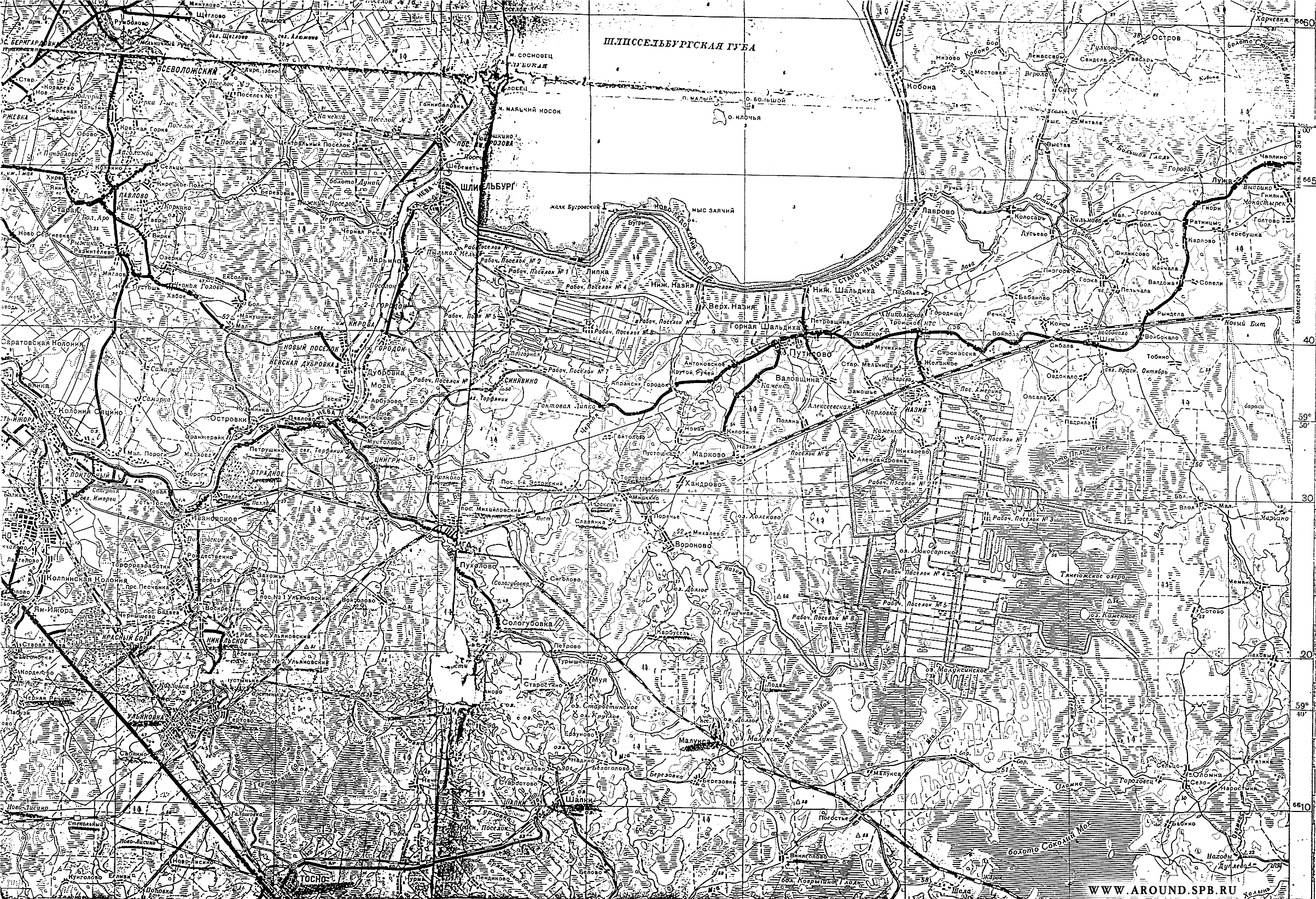Карта Мгинского района 1942